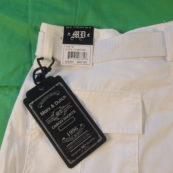 Marx & Dutch Cargo Shorts With Belt Men's 36 White - Picture 6 of 10